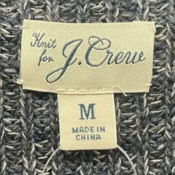 J Crew Sweater Mens Medium Gray Marled Cotton Mockneck Cardigan Cozy Knit Preppy